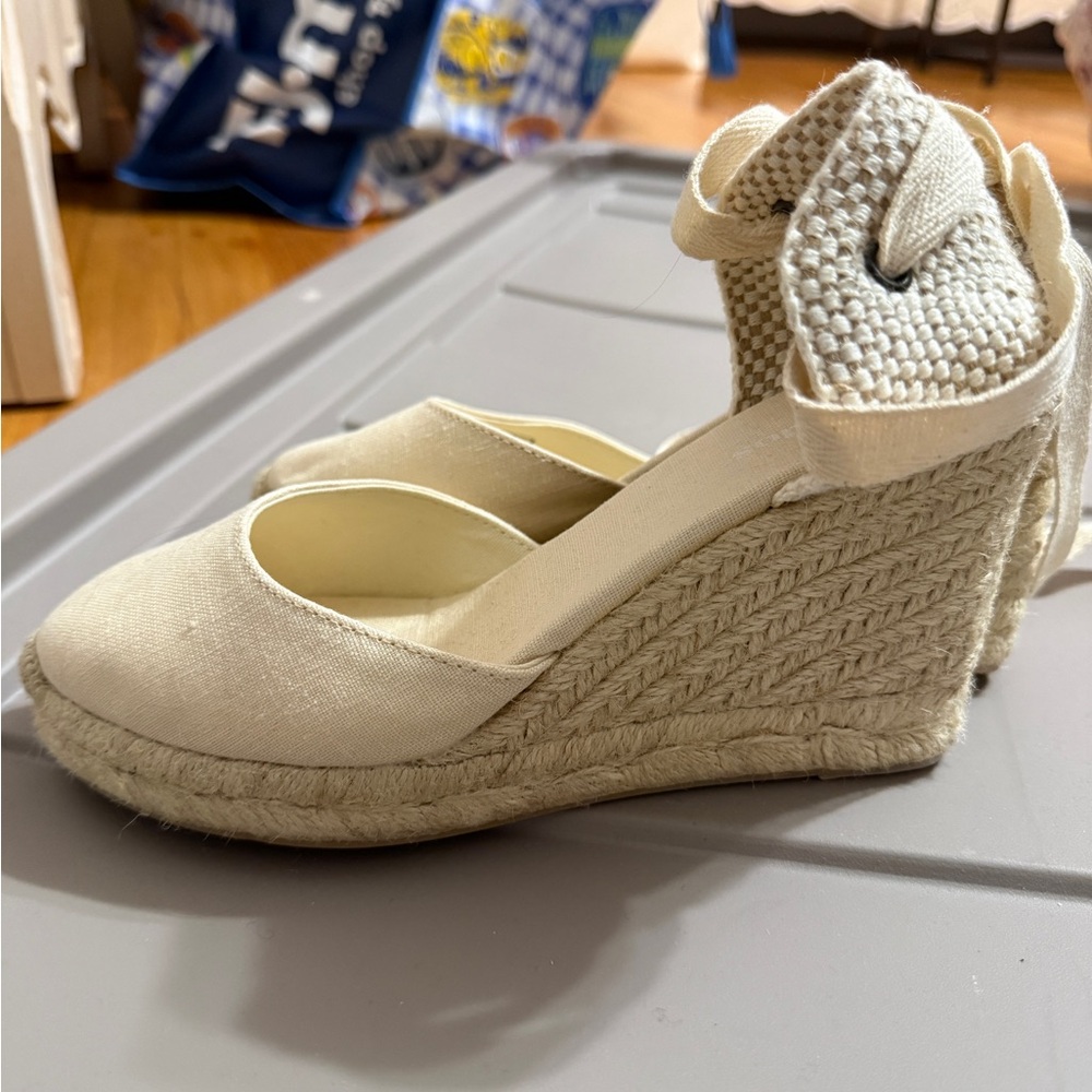 Soludos Cream Wedge Espadrilles
